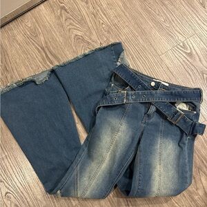 Fashion Nova Distressed Denim Flare Pants